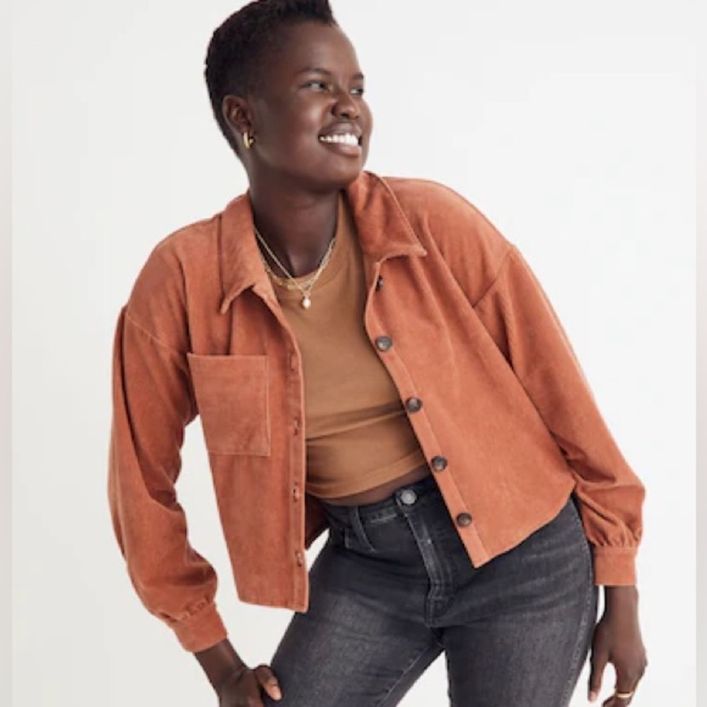 Knit Corduroy Crop Shirt-Jacket - women’s size small